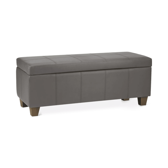 Grey Faux Leather Storage Bench