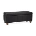 Black Faux Leather Storage Bench
