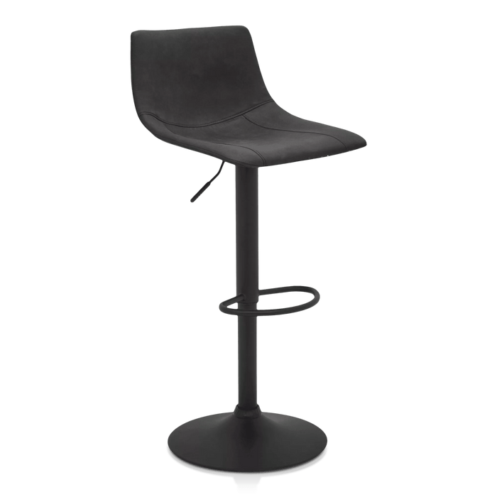 Tabouret de bar ajustable en similicuir texturé et en métal Noir