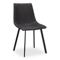 Black Textured Faux Leather and Metal Dining Chair