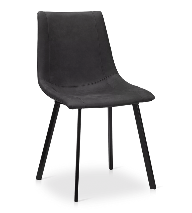 Chaise de salle à manger en similicuir texturé et en métal Noir
