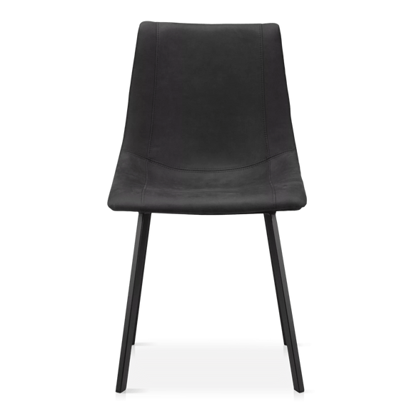 Black Textured Faux Leather and Metal Dining Chair
