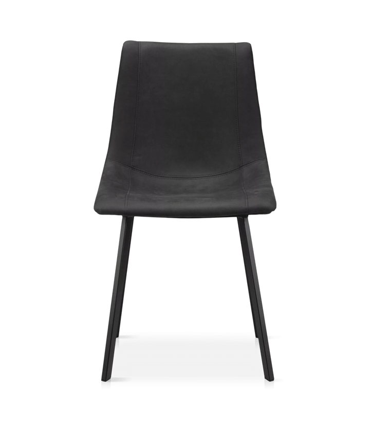Black Textured Faux Leather and Metal Dining Chair