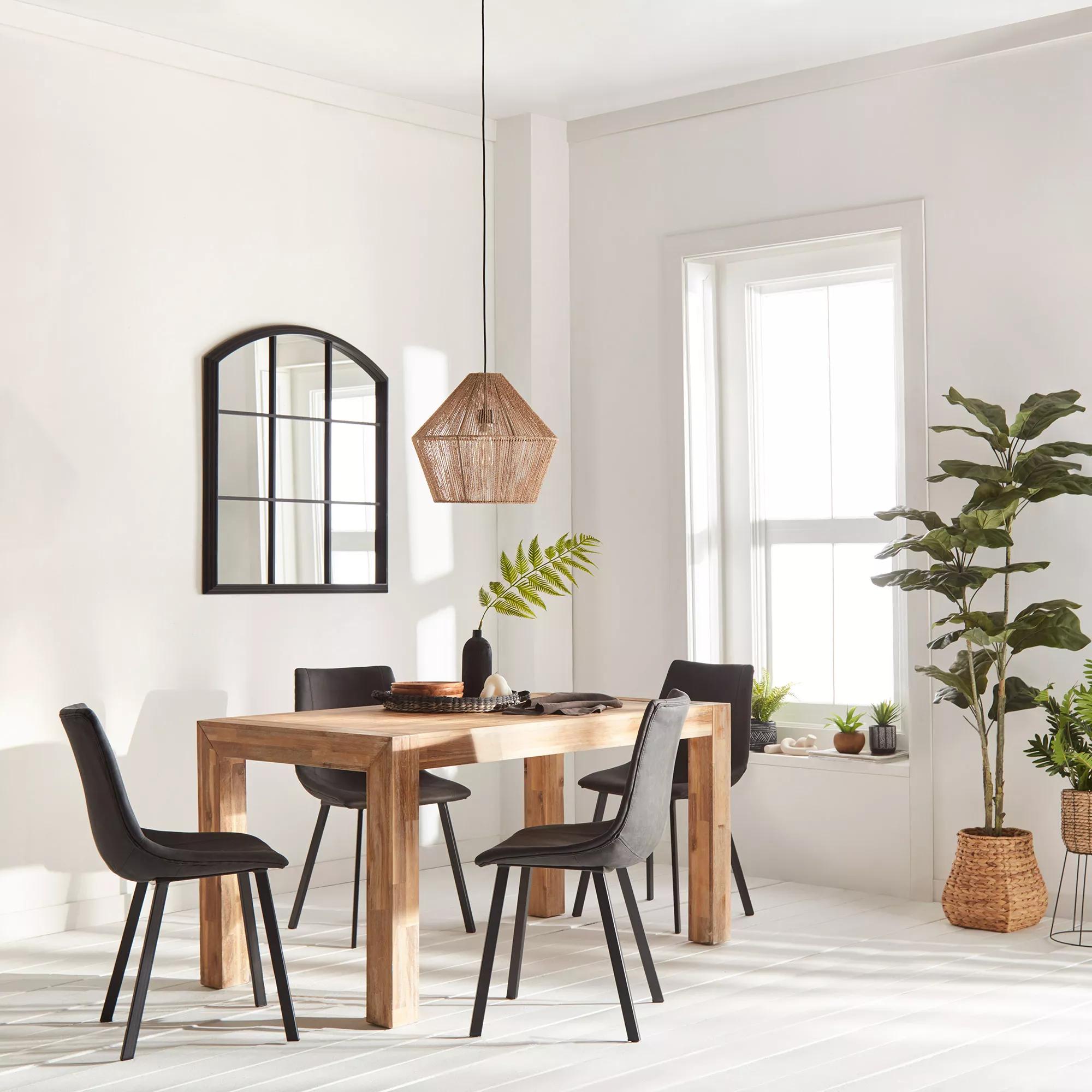 Textured Faux Leather and Metal Dining Chair
