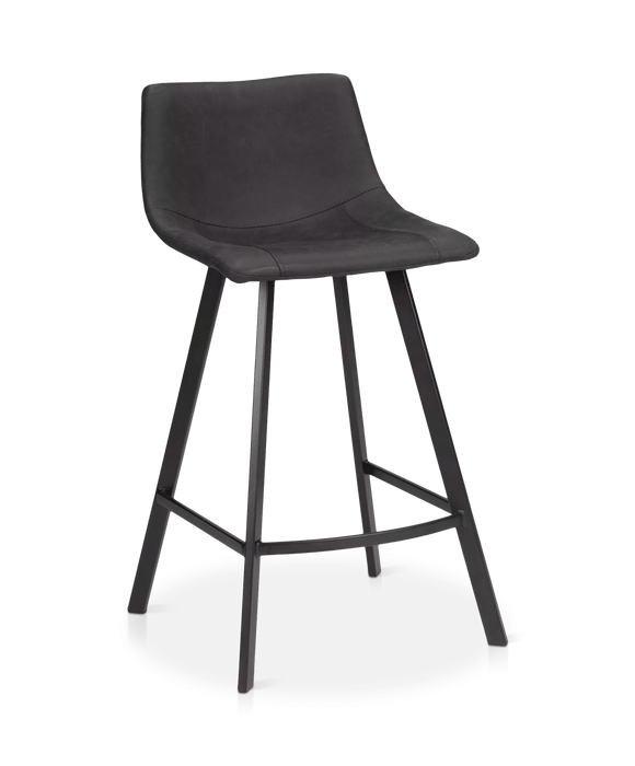 Textured Faux Leather and Metal Bar Stool