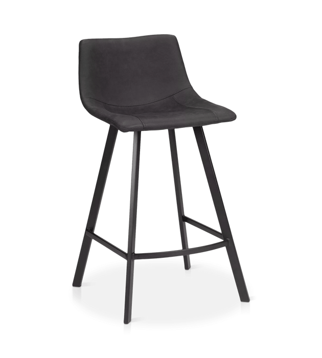 Textured Faux Leather and Metal Bar Stool
