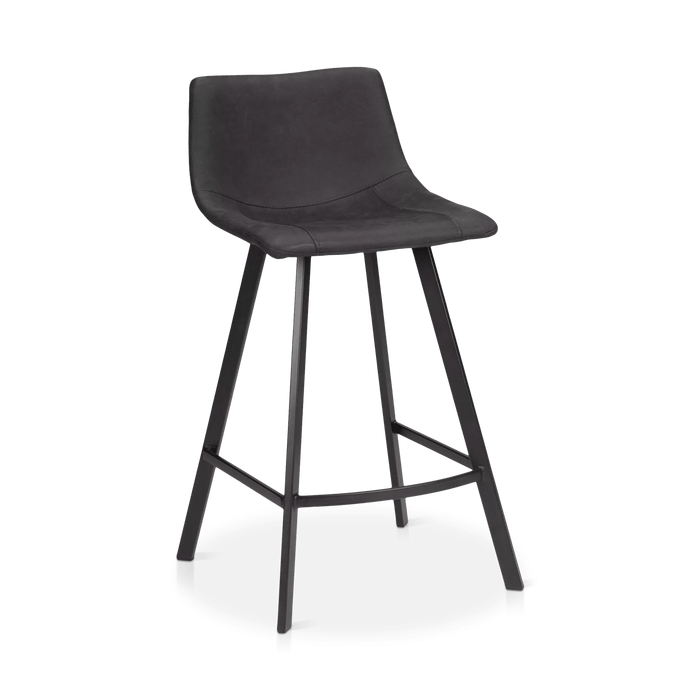 Tabouret de bar en similicuir texturé avec base métallique