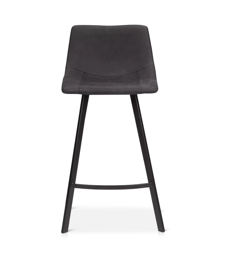 Tabouret de bar en similicuir texturé avec base métallique