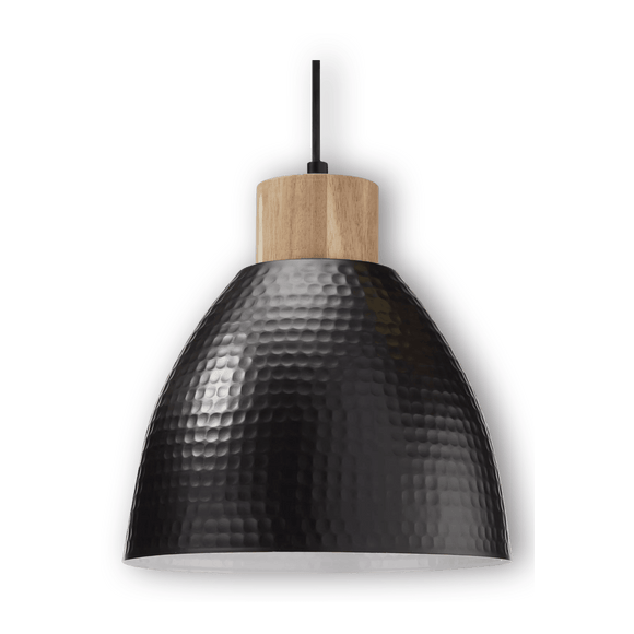 Lampe suspendue en métal et en bois