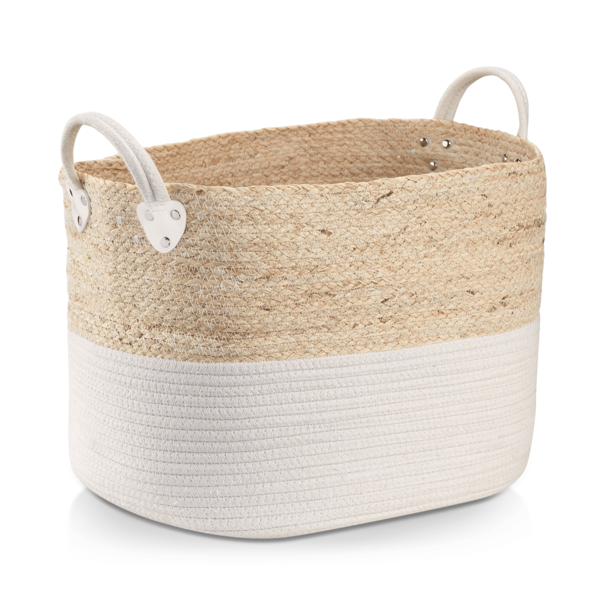 Corn Fiber and Cotton Rope Storage Basket