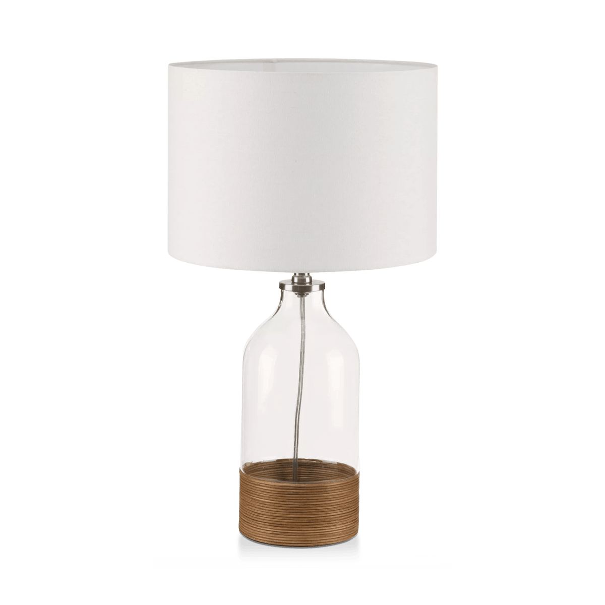 Glass and Rattan Table Lamp