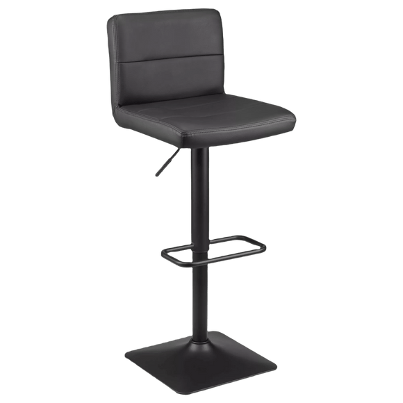 Black Matte Faux Leather and Metal Adjustable Bar Stool