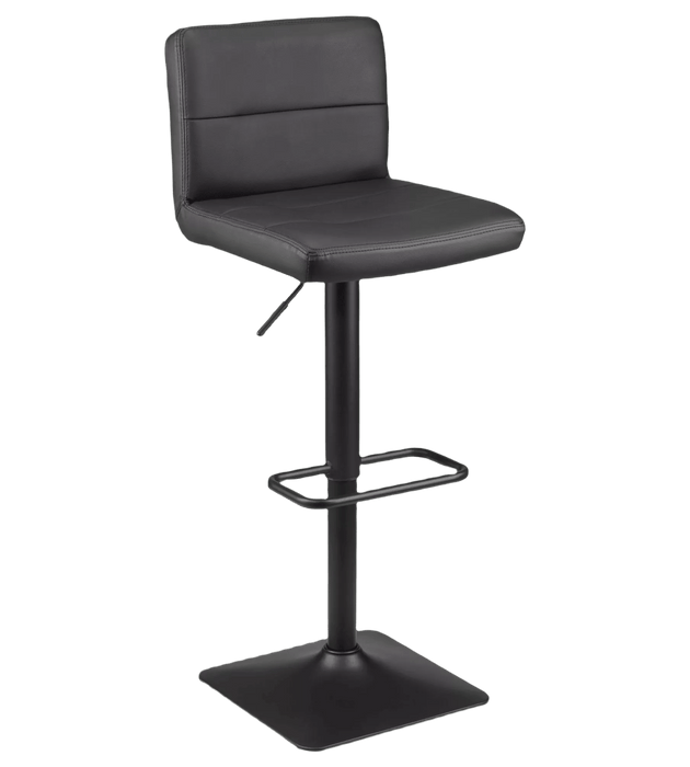 Black Matte Faux Leather and Metal Adjustable Bar Stool