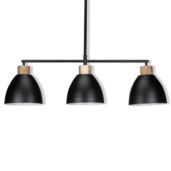3-Bulb Metal and Wood Ceiling Lamp