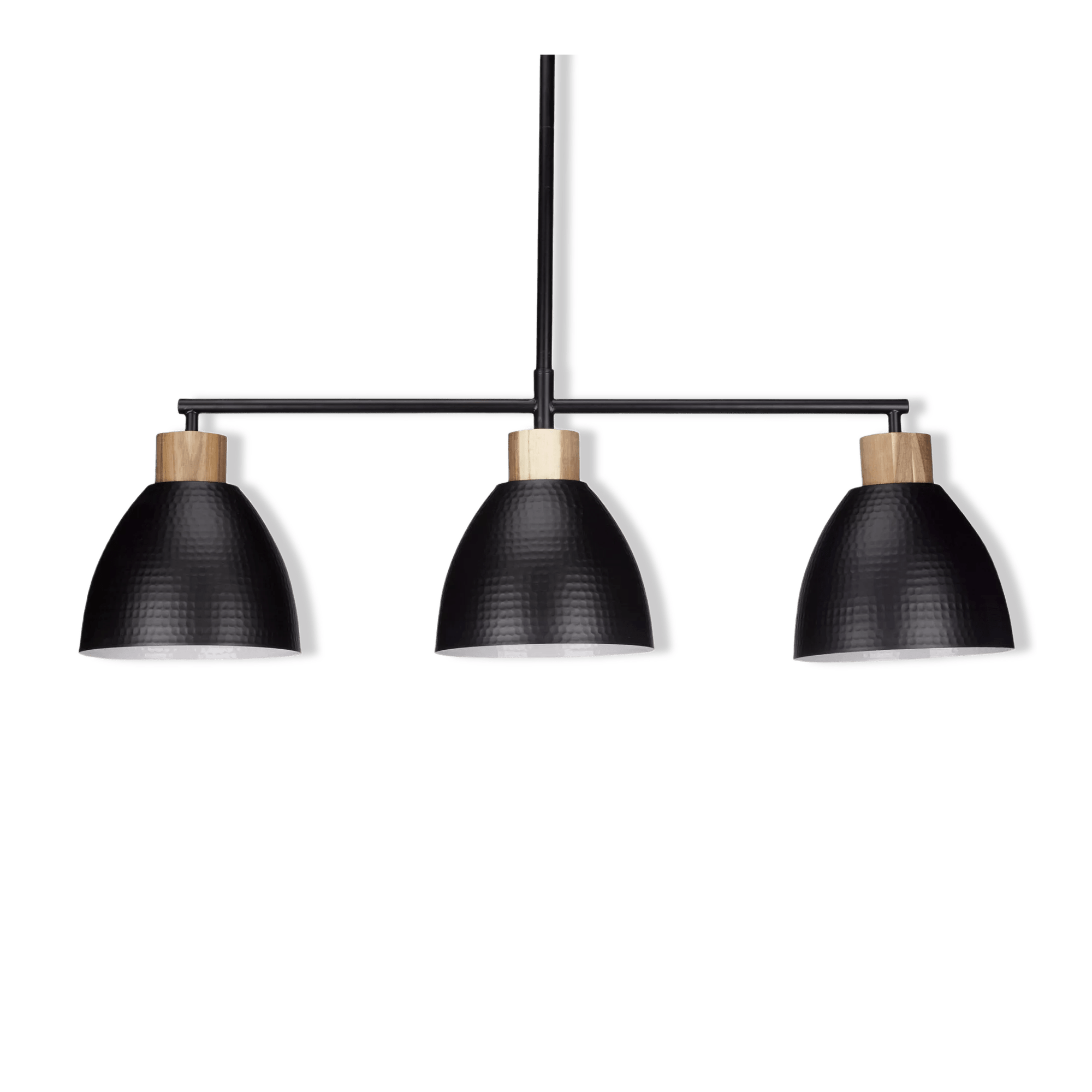 Lampe suspendue en bois et en métal à 3 ampoules