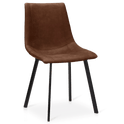 Rust Textured Faux Leather and Metal Dining Chair
