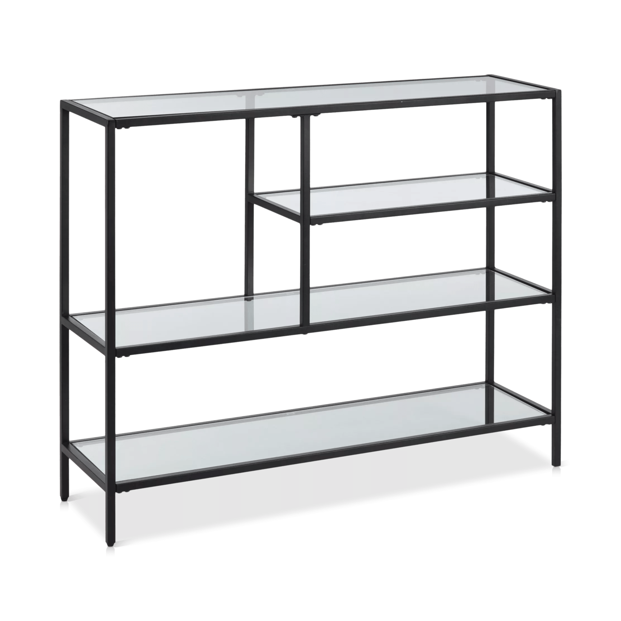 4-Shelf Tempered Glass and Metal Console Table