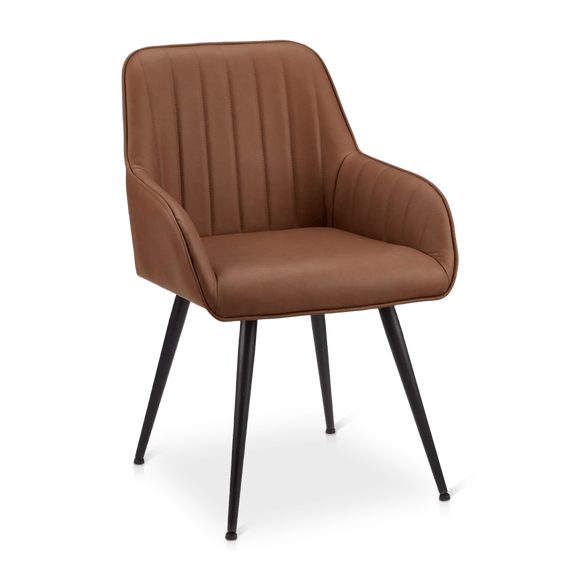 Textured Faux Leather and Metal Dining Chair