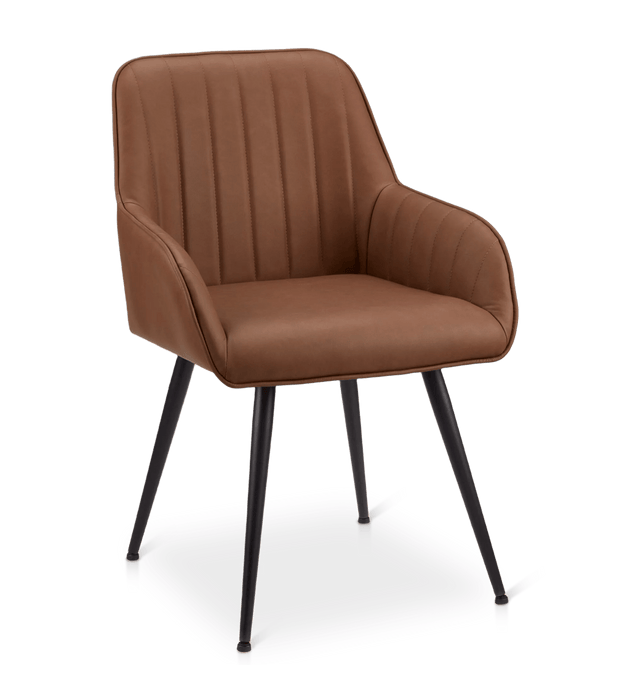 Textured Faux Leather and Metal Dining Chair