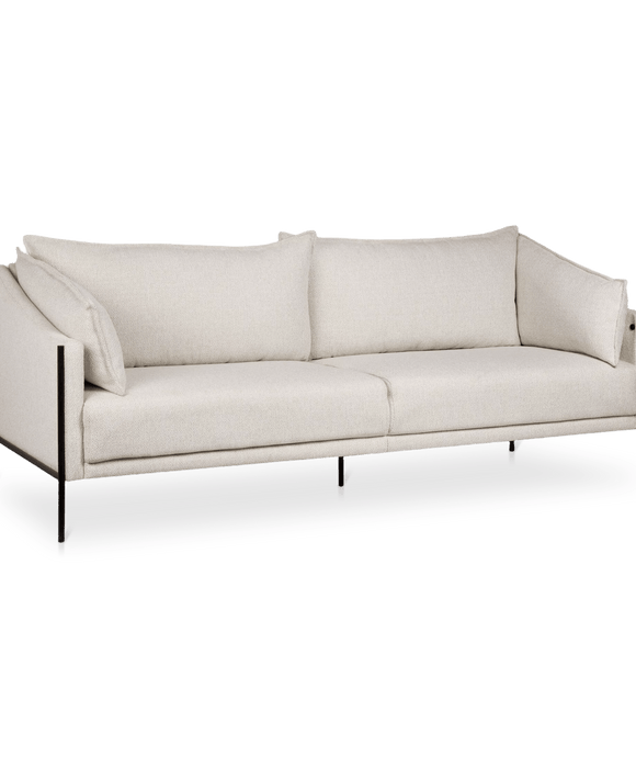 Oatmeal Fabric Sofa with Black Metal Legs