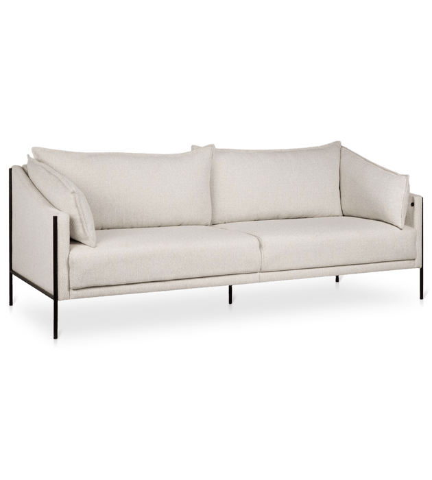 Sofa en tissu avec pattes en métal noires Avoine