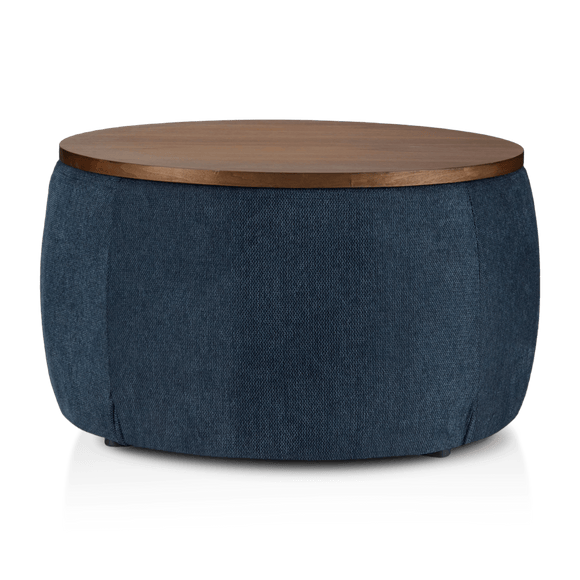 Pouf en noyer et en tissu