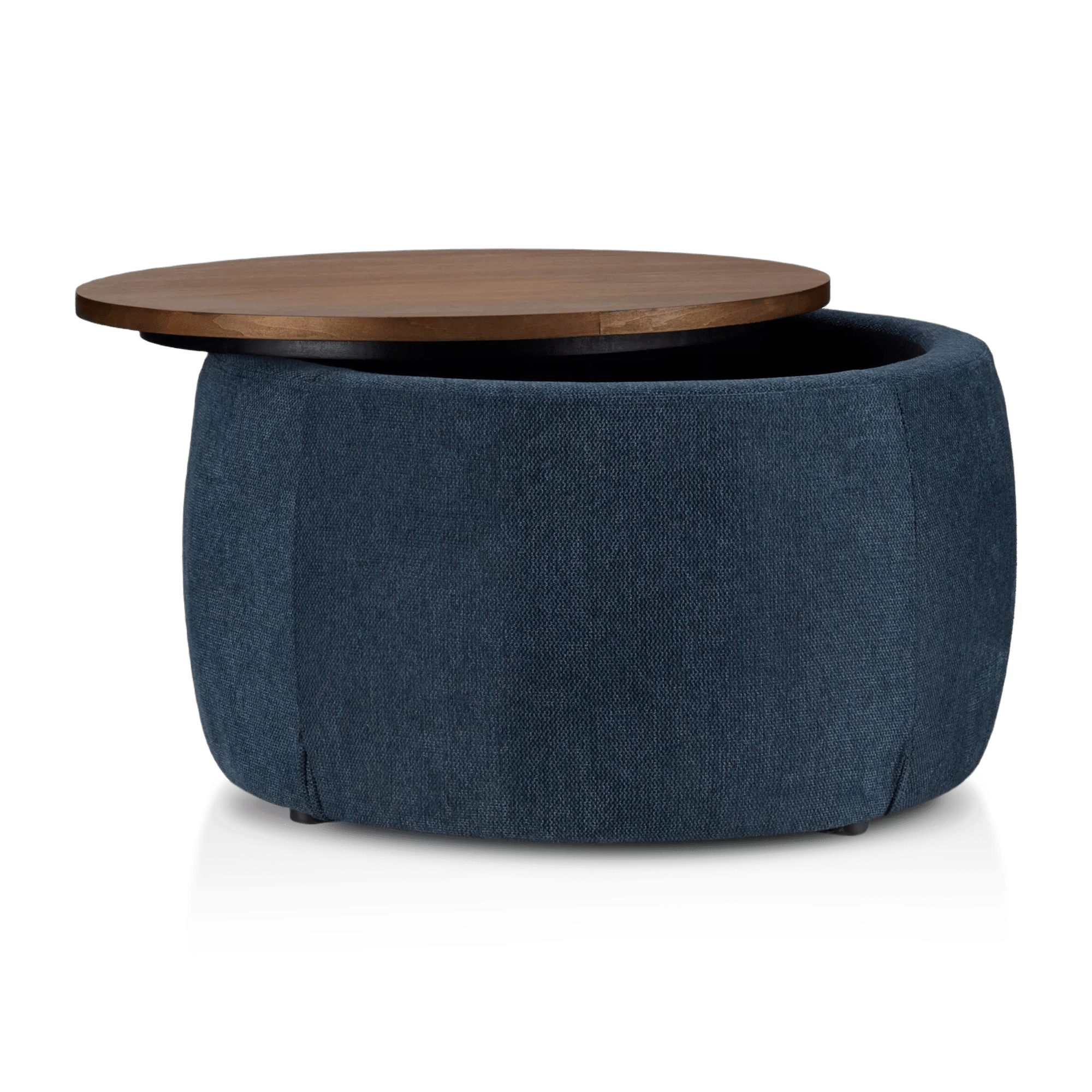 Fabric and Walnut Ottoman