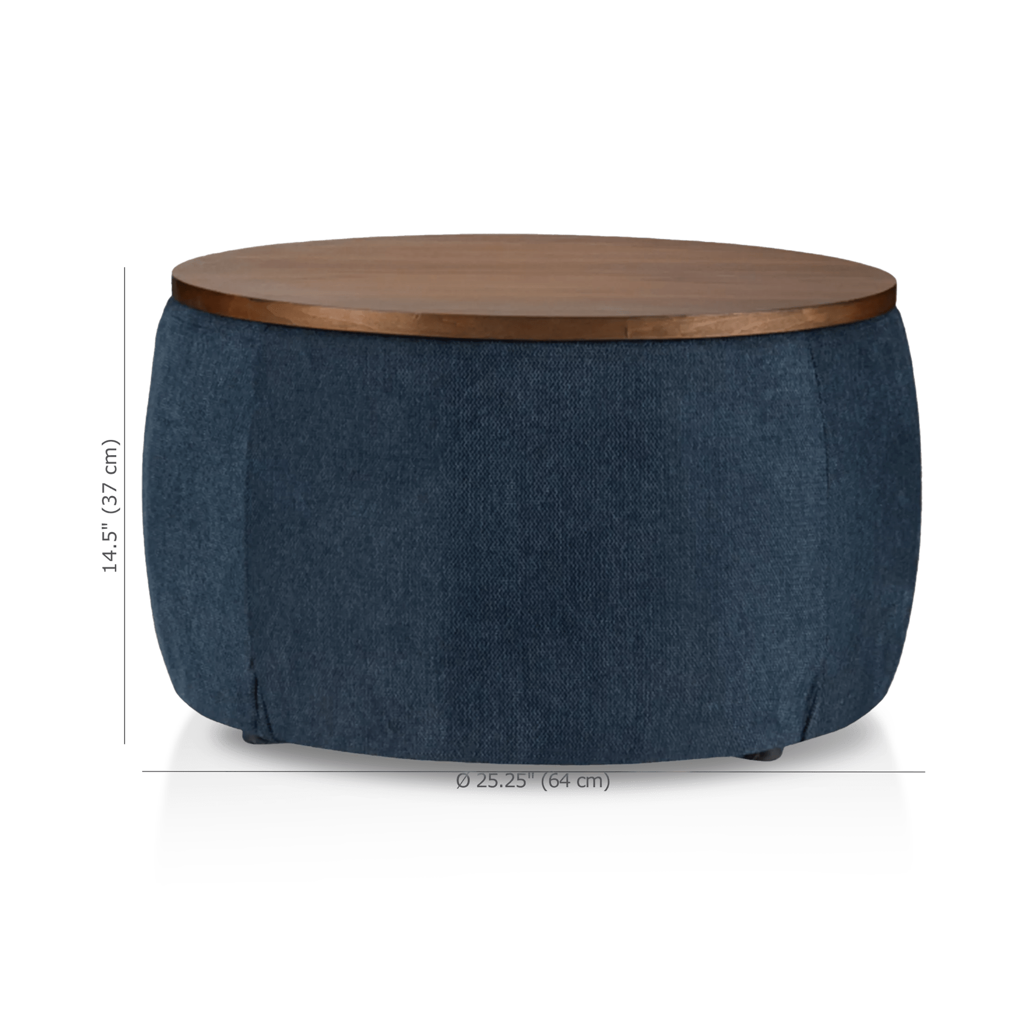 Fabric and Walnut Ottoman