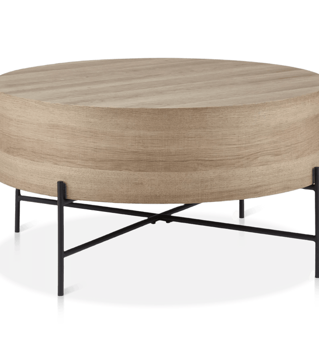 Table basse en placage et en métal