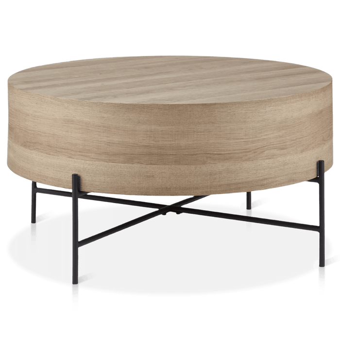 Table basse en placage et en métal