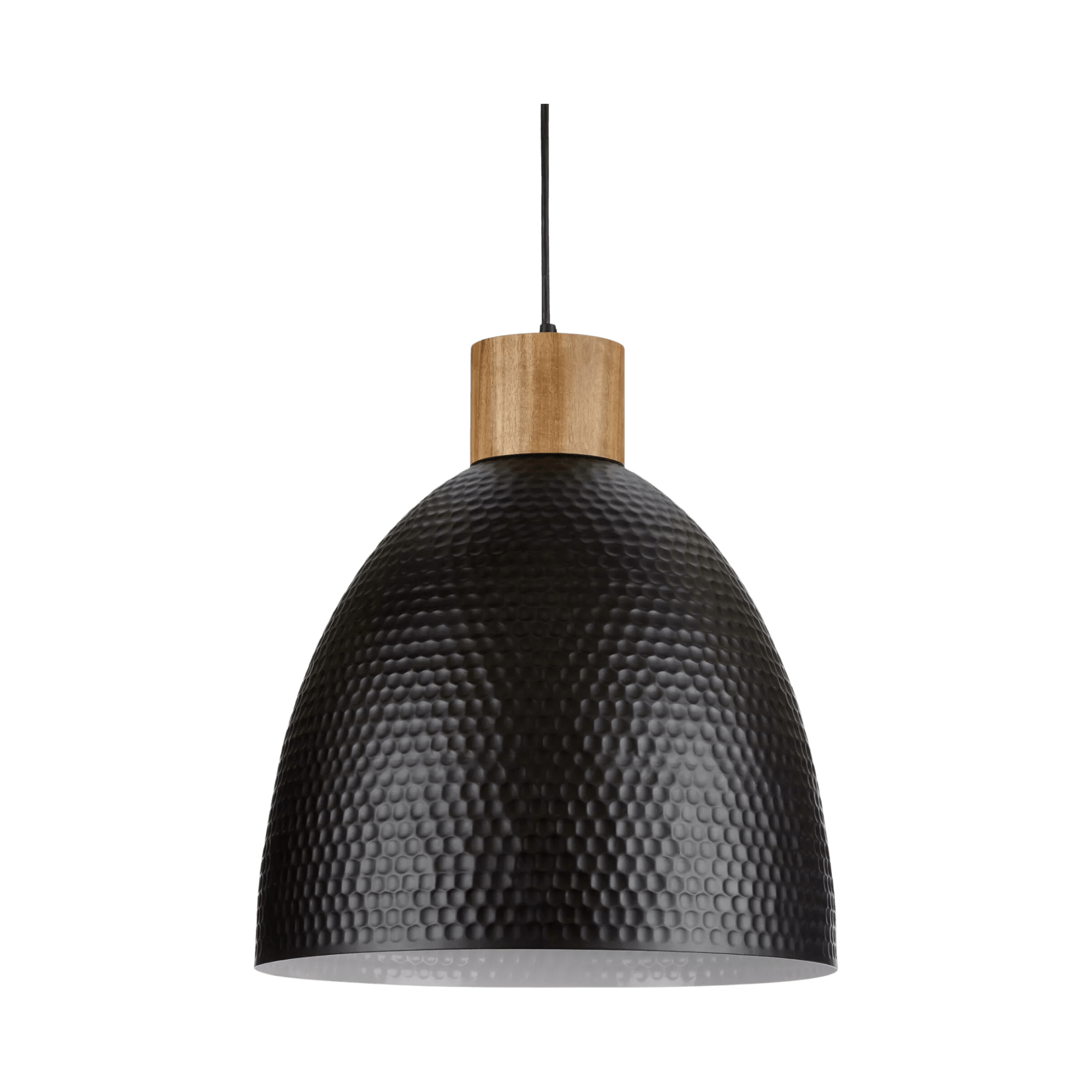 Lampe suspendue en métal et en bois