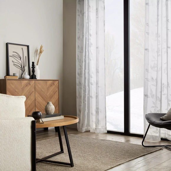 Rideau voilage avec feuilles métalliques