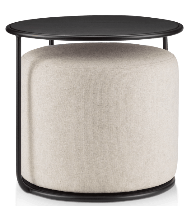 Table d'appoint noire avec pouf