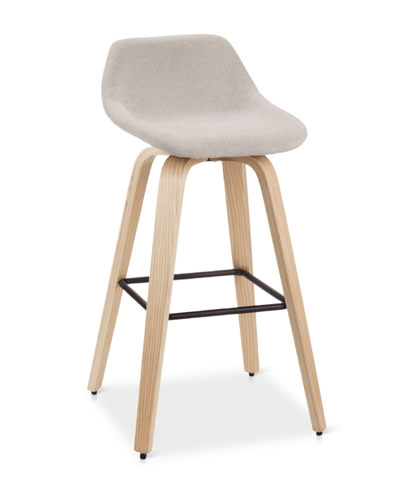 Tabouret en tissu et en bois naturel