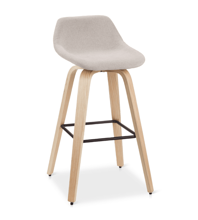Fabric and Natural Wood Stool