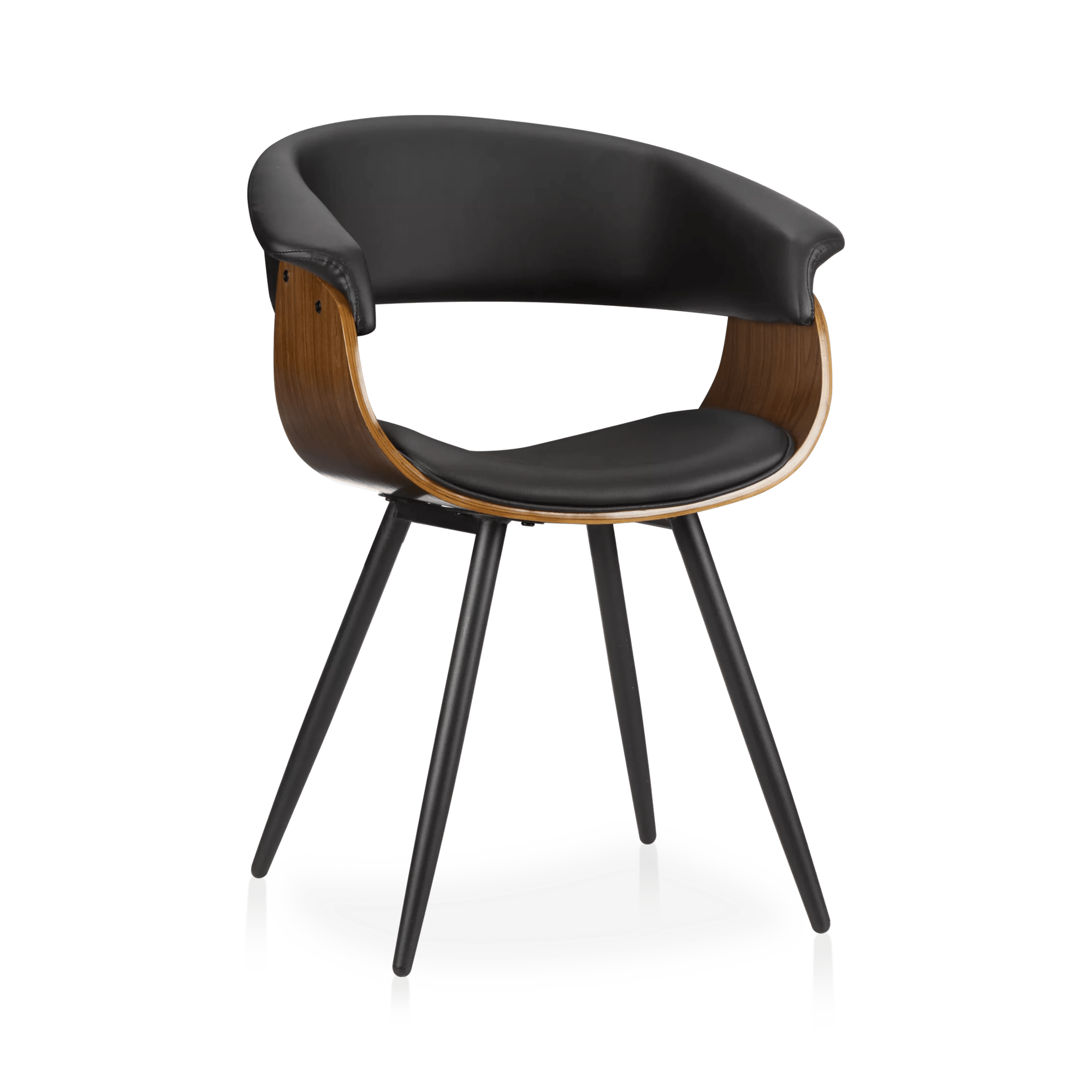 Chaise en faux cuir et noyer noir