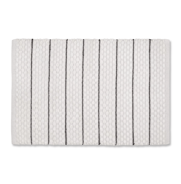 White Bathmat with Black Stripes