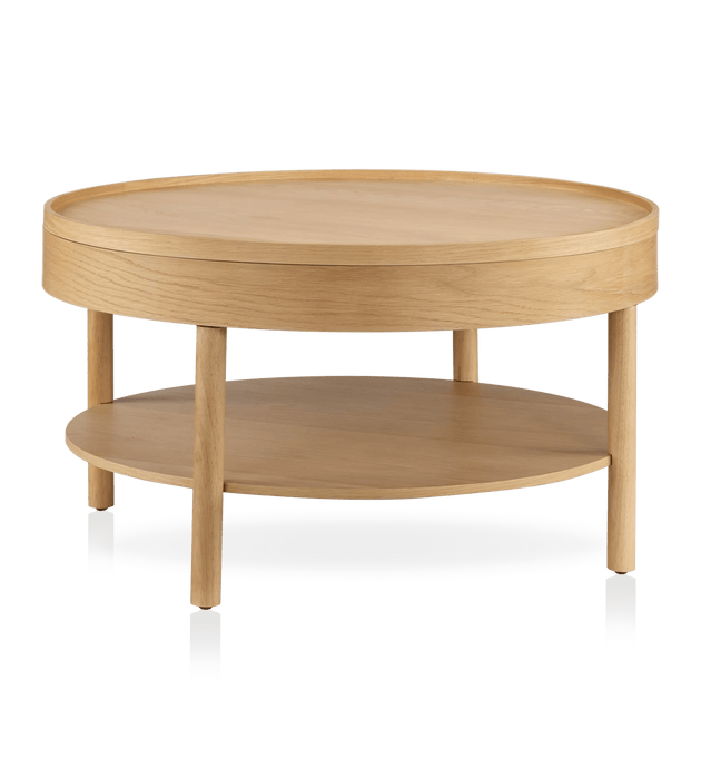Table basse ronde en bois avec dessus amovible