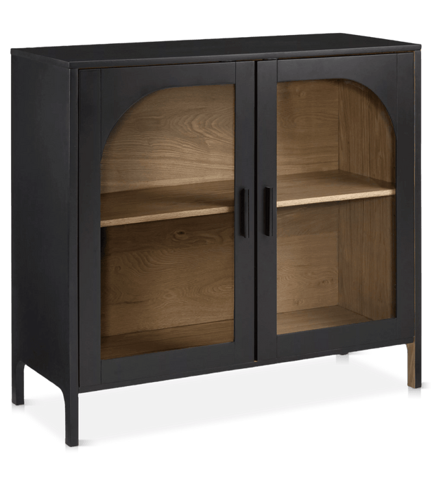 Buffet en bois noir avec portes en verre