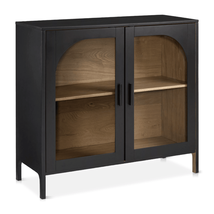Buffet en bois noir avec portes en verre