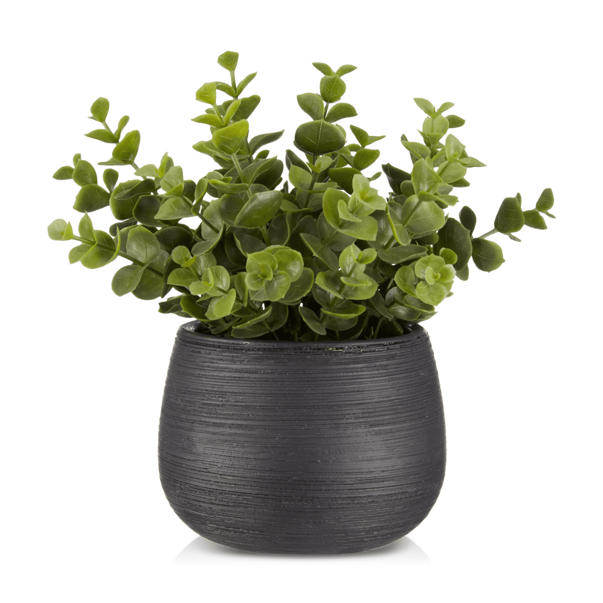 Plante artificielle en pot noir rayé