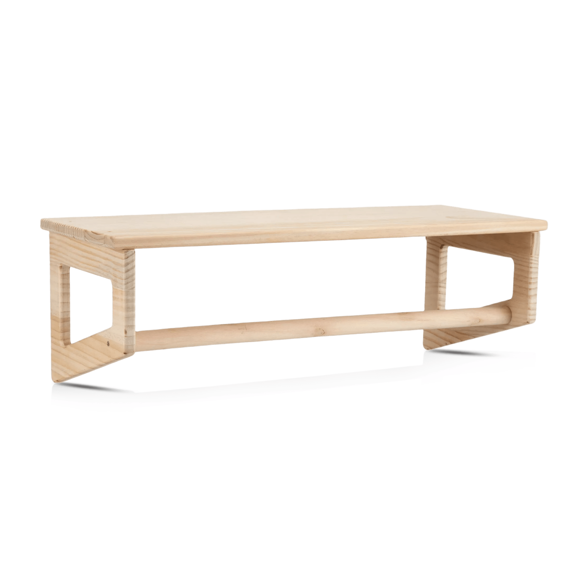 Étagère murale en bois avec rail vêtements