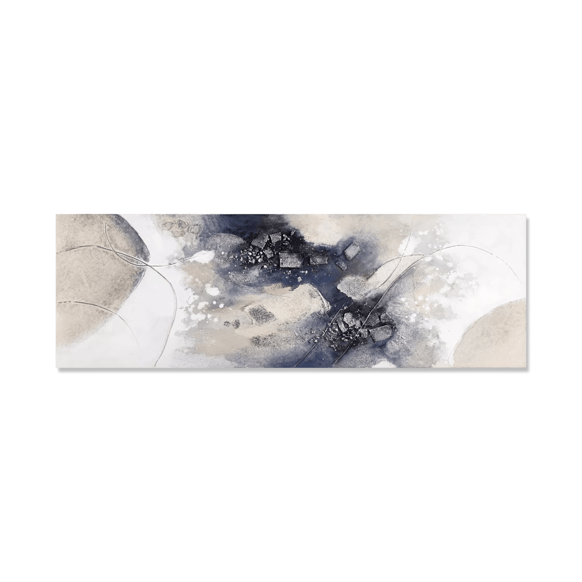 Peinture à l'huile abstraite beige et bleu