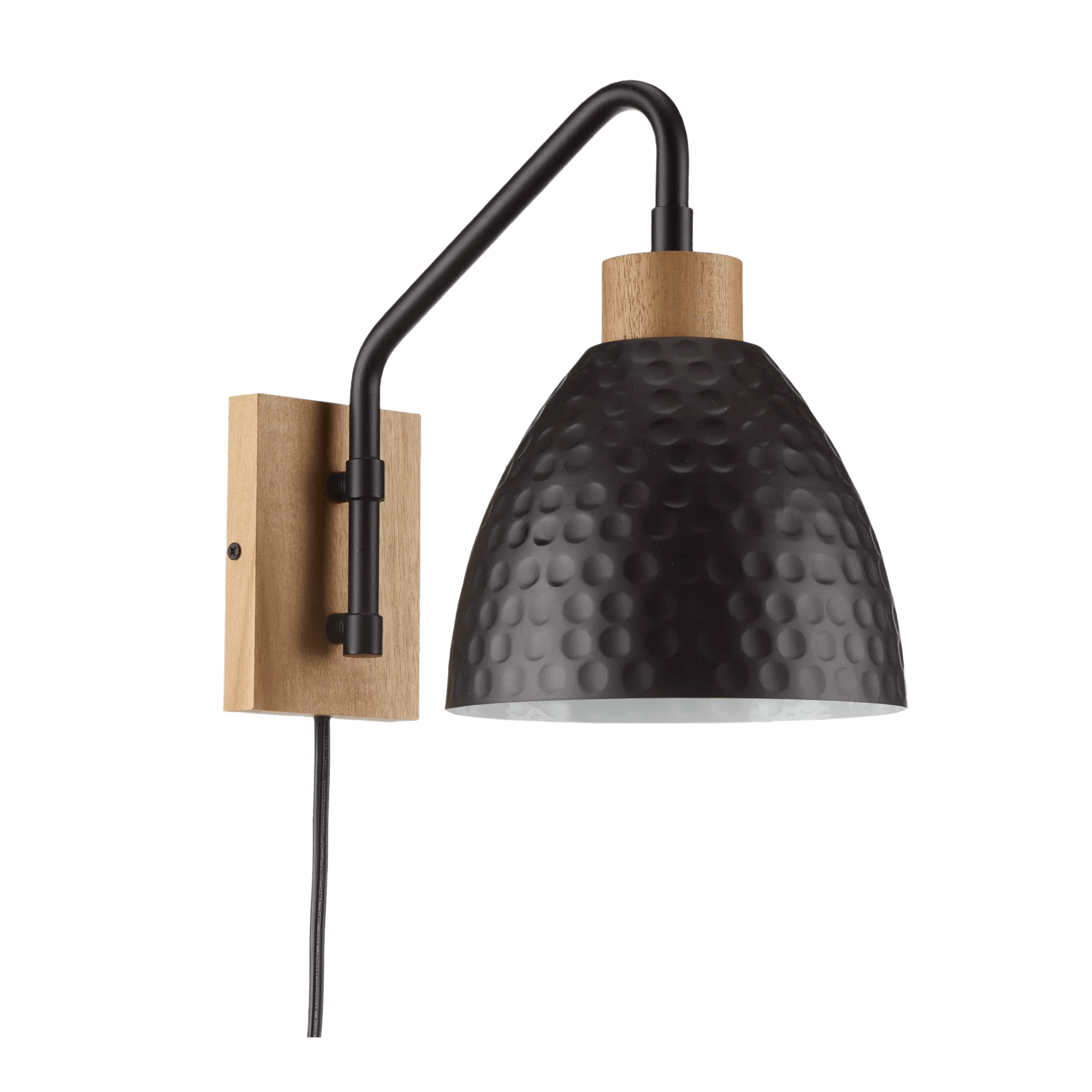 Applique en bois et métal noir martelé