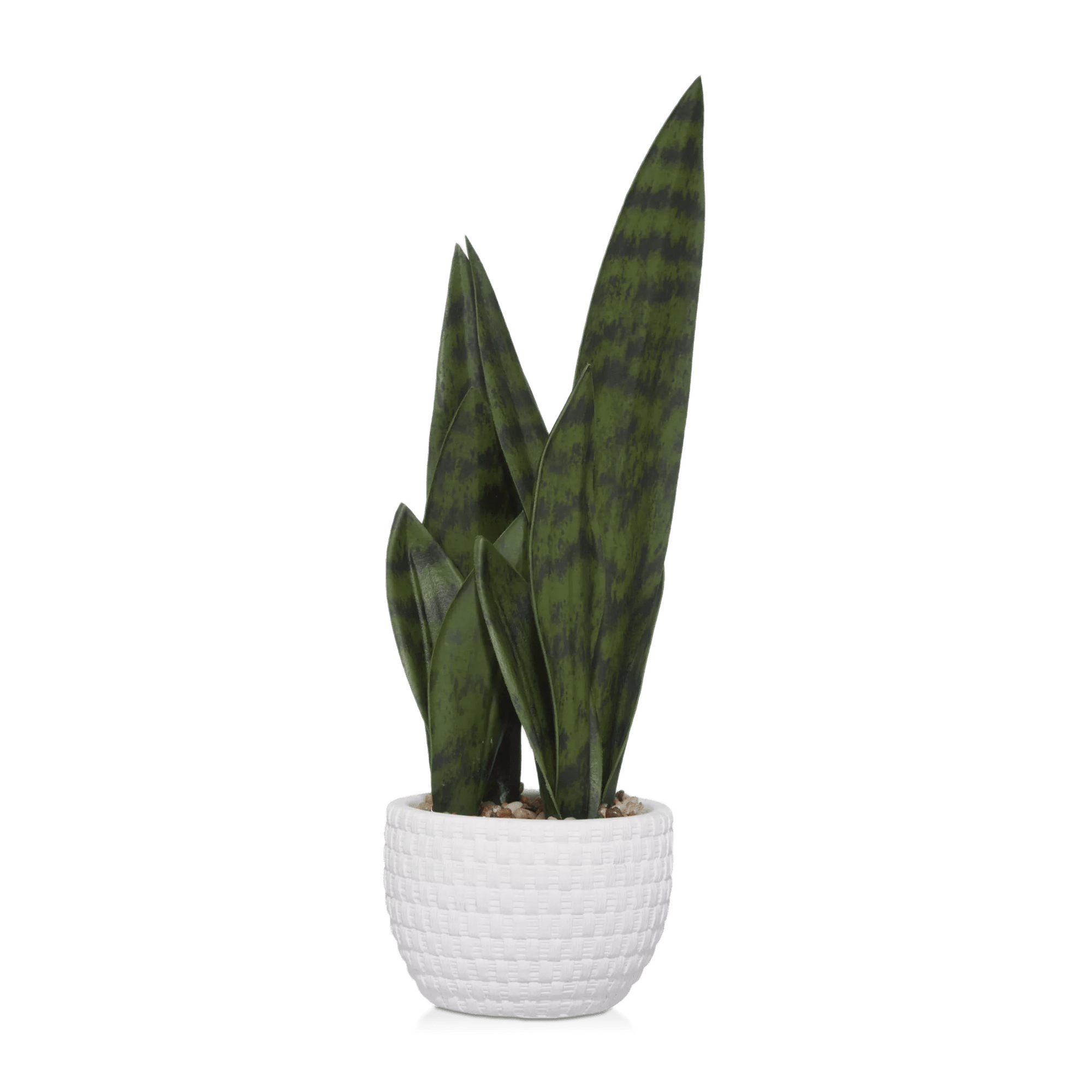 Pot en céramique en simili rotin avec plante artificielle