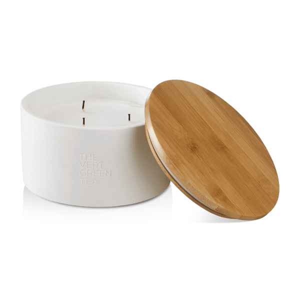 Bouclair Green Tea Candle with Wooden Lid