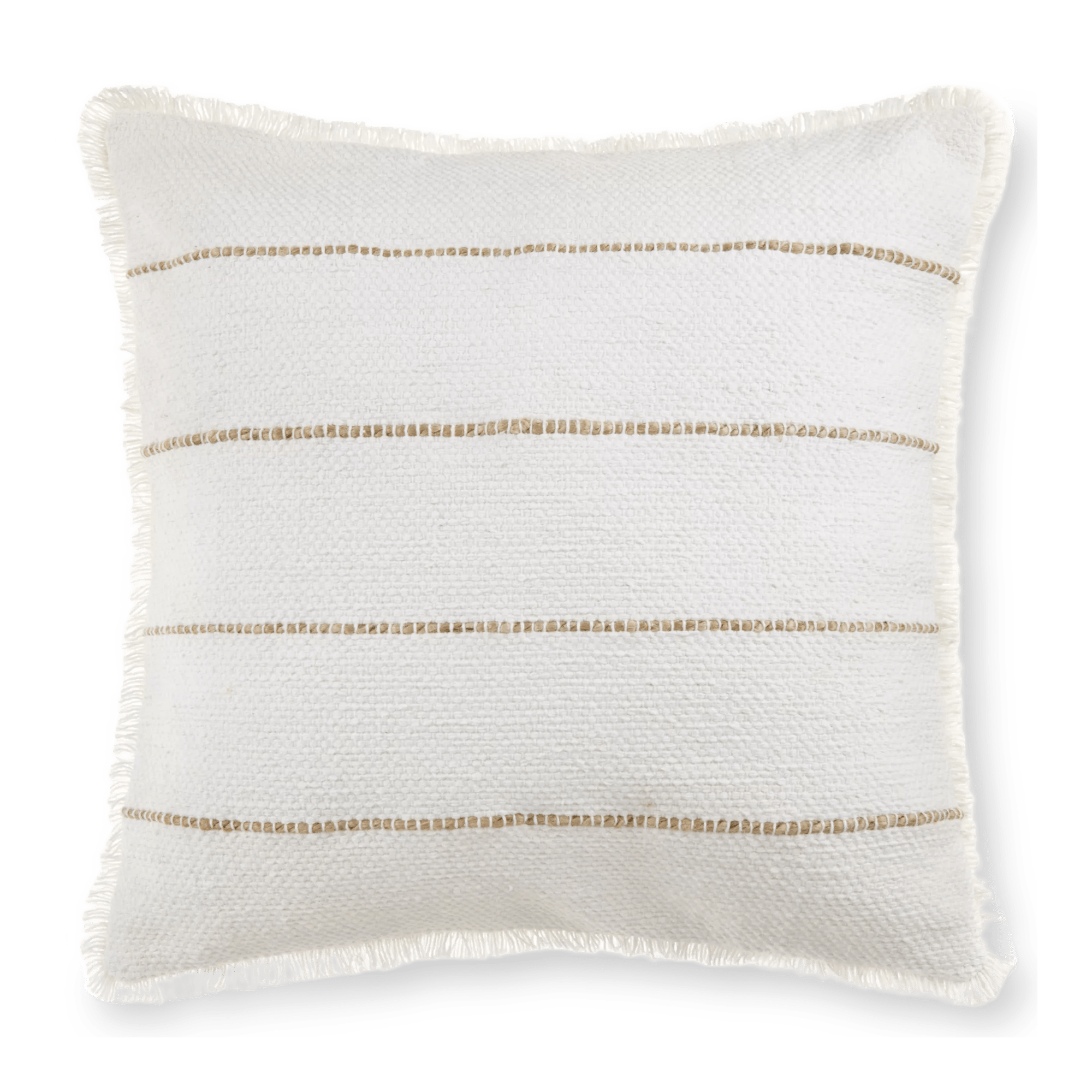 Coussin décoratif blanc à franges Frans