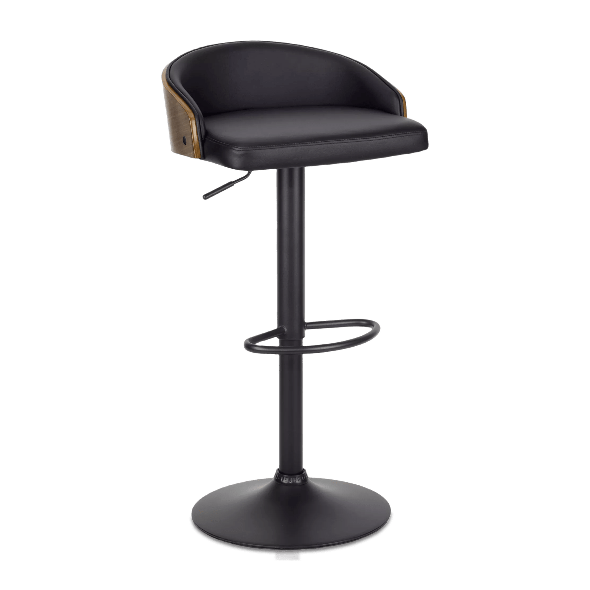 Tabouret de bar ajustable en similicuir et en bois avec base en métal