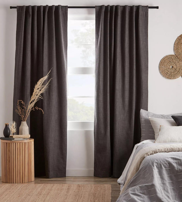 Charcoal Chita Back Tab Blackout Curtain