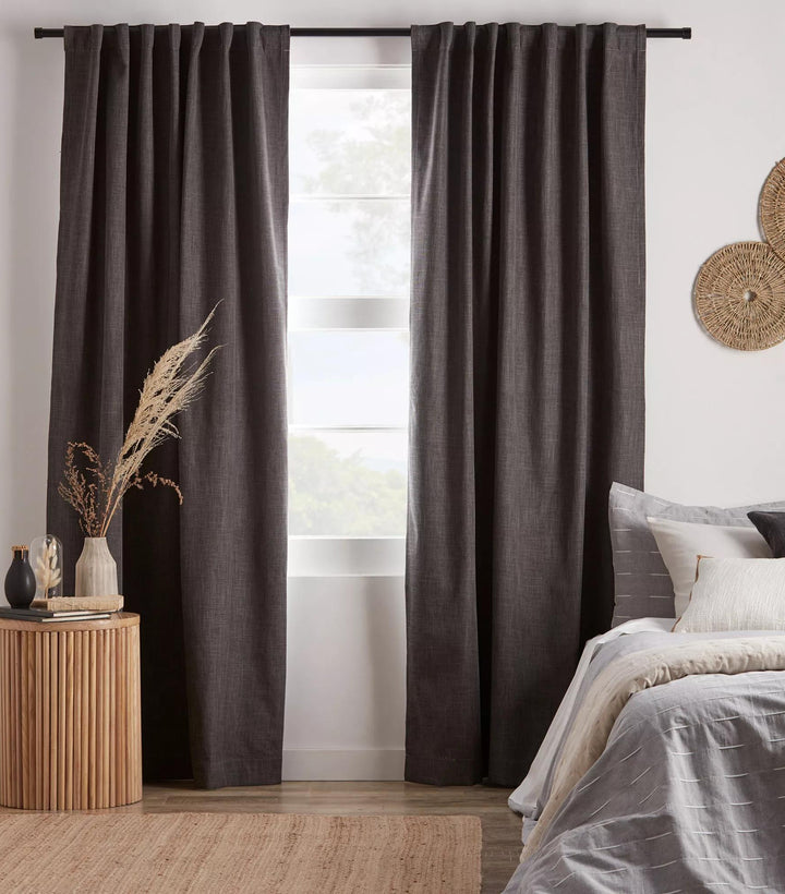 Charcoal Chita Back Tab Blackout Curtain